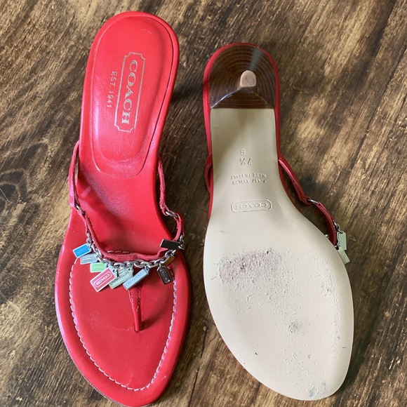 COACH KAROLYN RED CHAM SANDALS - Picture 4 of 6